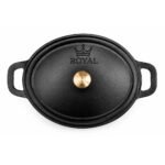 حلة حديد زهر بيضاوي 28 سم بمقبض نحاس